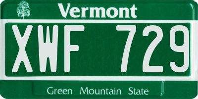 VT license plate XWF729