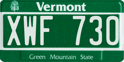 VT license plate XWF730