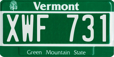 VT license plate XWF731