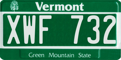 VT license plate XWF732