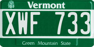VT license plate XWF733