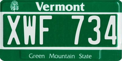 VT license plate XWF734