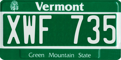 VT license plate XWF735
