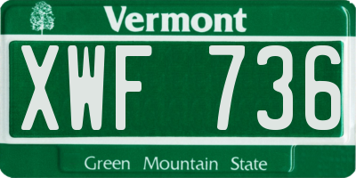 VT license plate XWF736