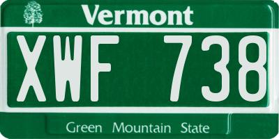 VT license plate XWF738