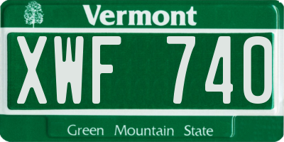 VT license plate XWF740