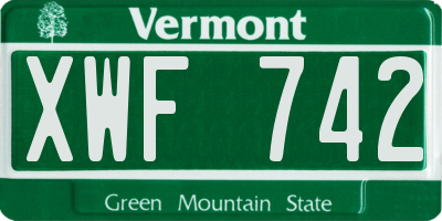 VT license plate XWF742