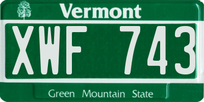 VT license plate XWF743