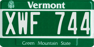 VT license plate XWF744