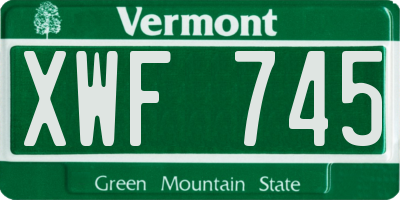 VT license plate XWF745