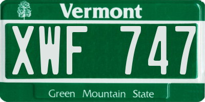 VT license plate XWF747