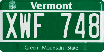VT license plate XWF748