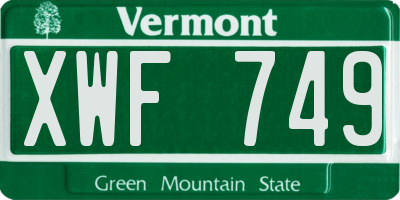 VT license plate XWF749