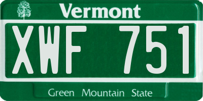 VT license plate XWF751