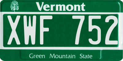 VT license plate XWF752