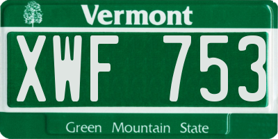 VT license plate XWF753