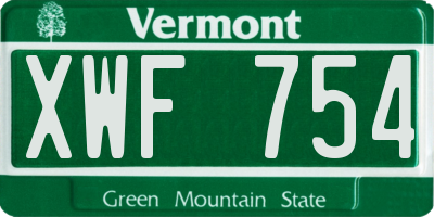 VT license plate XWF754