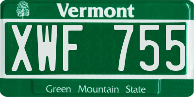 VT license plate XWF755