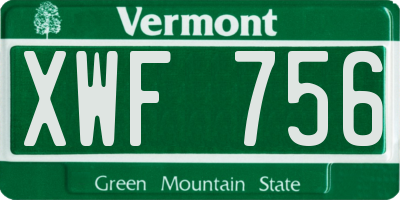 VT license plate XWF756