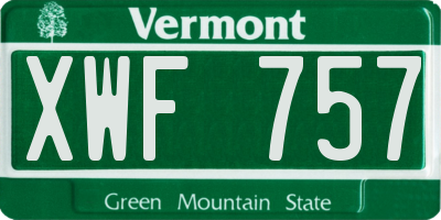 VT license plate XWF757