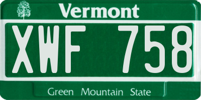 VT license plate XWF758