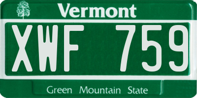 VT license plate XWF759