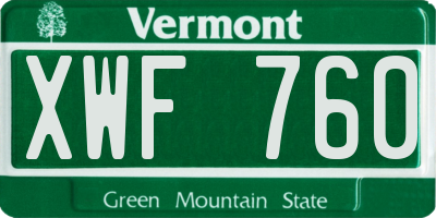 VT license plate XWF760