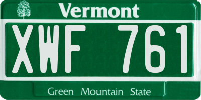 VT license plate XWF761