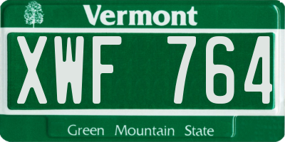VT license plate XWF764