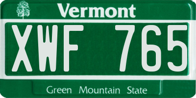 VT license plate XWF765