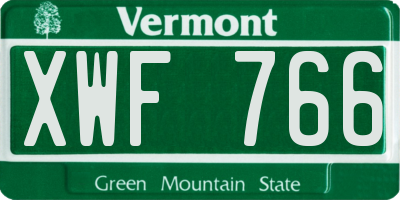 VT license plate XWF766