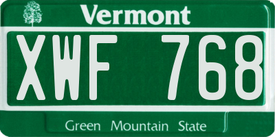 VT license plate XWF768