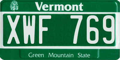 VT license plate XWF769