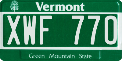 VT license plate XWF770