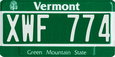VT license plate XWF774