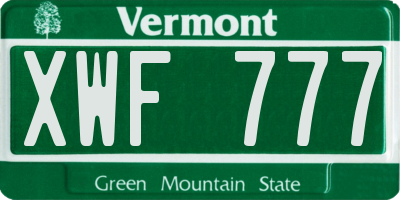 VT license plate XWF777