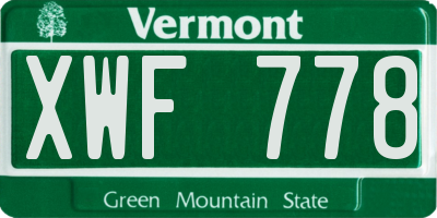 VT license plate XWF778