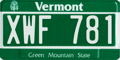 VT license plate XWF781