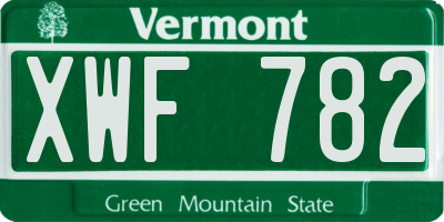 VT license plate XWF782