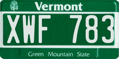 VT license plate XWF783