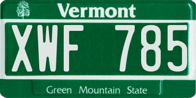 VT license plate XWF785