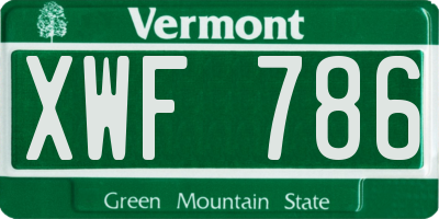 VT license plate XWF786