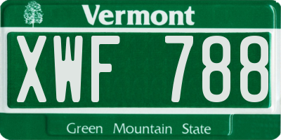VT license plate XWF788