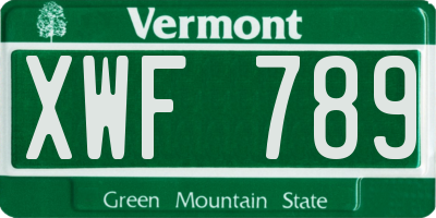 VT license plate XWF789