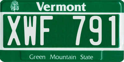 VT license plate XWF791