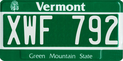 VT license plate XWF792
