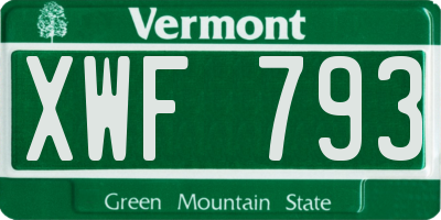 VT license plate XWF793