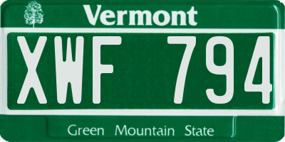 VT license plate XWF794
