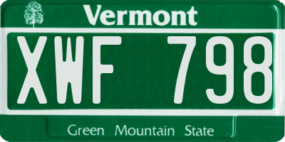 VT license plate XWF798