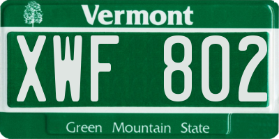 VT license plate XWF802